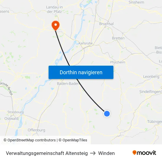 Verwaltungsgemeinschaft Altensteig to Winden map