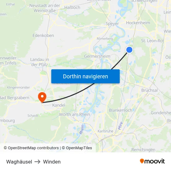 Waghäusel to Winden map