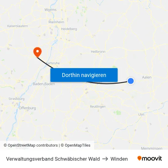 Verwaltungsverband Schwäbischer Wald to Winden map