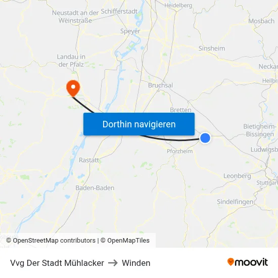 Vvg Der Stadt Mühlacker to Winden map