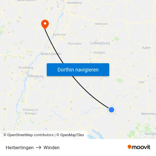 Herbertingen to Winden map