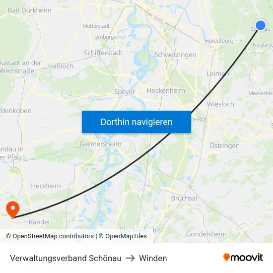 Verwaltungsverband Schönau to Winden map
