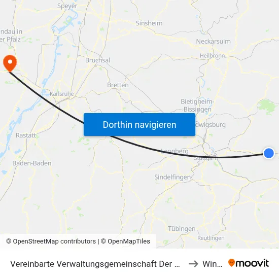 Vereinbarte Verwaltungsgemeinschaft Der Stadt Schorndorf to Winden map