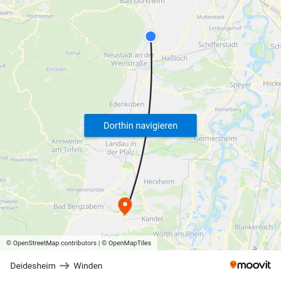 Deidesheim to Winden map
