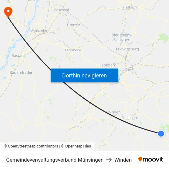 Gemeindeverwaltungsverband Münsingen to Winden map