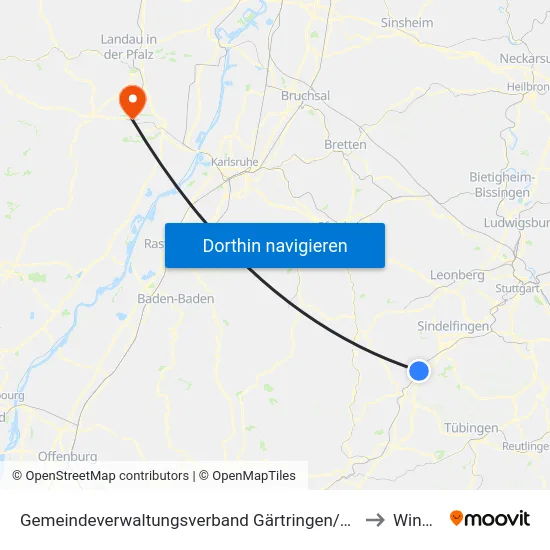 Gemeindeverwaltungsverband Gärtringen/Ehningen to Winden map