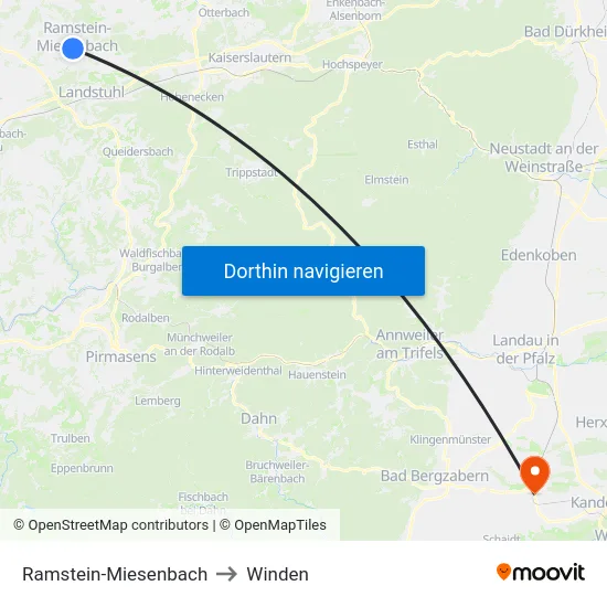 Ramstein-Miesenbach to Winden map