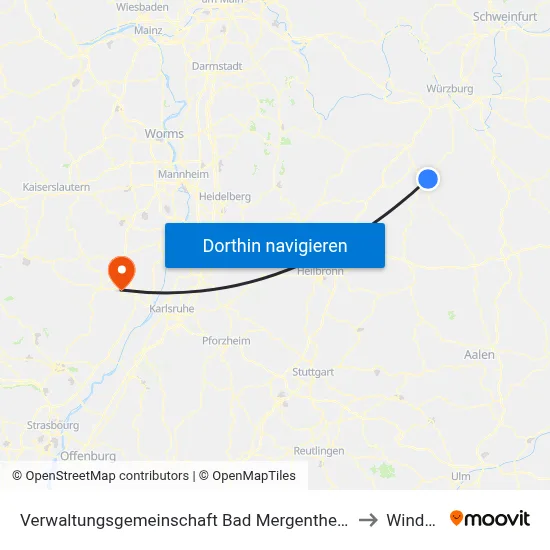 Verwaltungsgemeinschaft Bad Mergentheim to Winden map