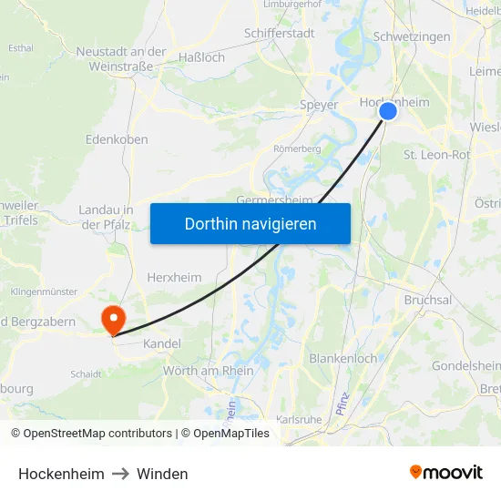 Hockenheim to Winden map