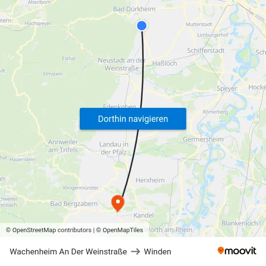 Wachenheim An Der Weinstraße to Winden map
