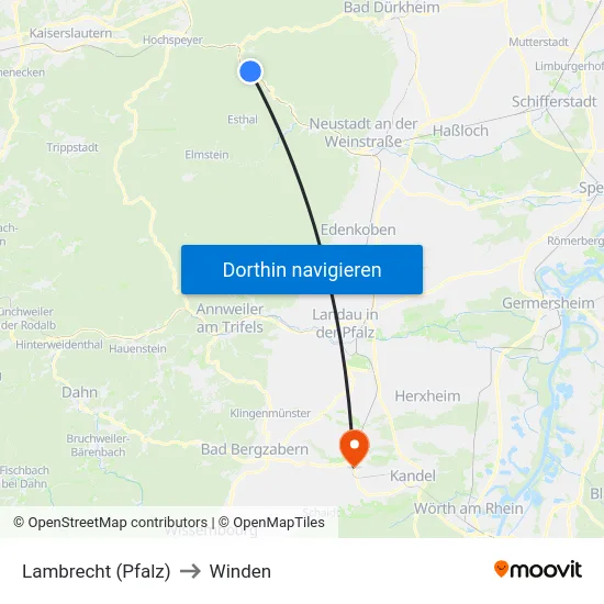 Lambrecht (Pfalz) to Winden map