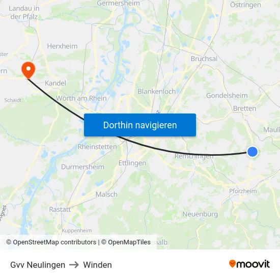 Gvv Neulingen to Winden map