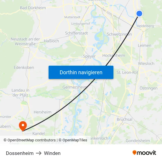 Dossenheim to Winden map