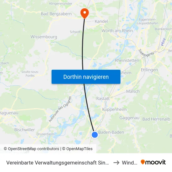 Vereinbarte Verwaltungsgemeinschaft Sinzheim to Winden map