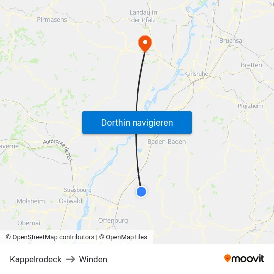 Kappelrodeck to Winden map