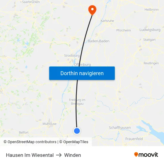 Hausen Im Wiesental to Winden map