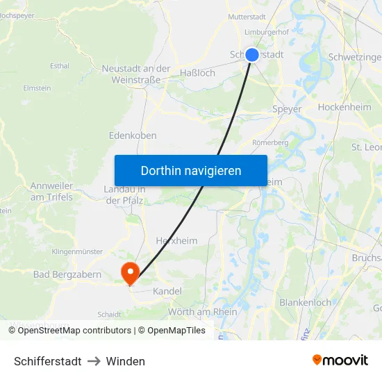Schifferstadt to Winden map