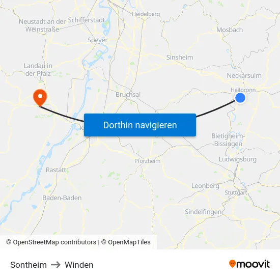 Sontheim to Winden map