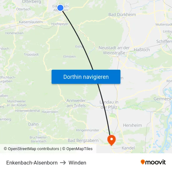 Enkenbach-Alsenborn to Winden map