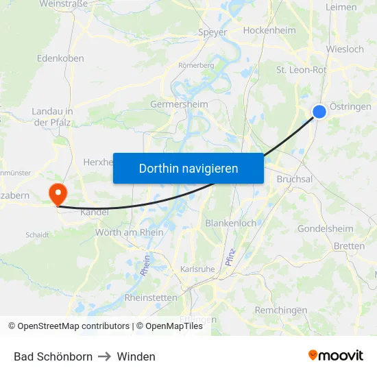 Bad Schönborn to Winden map