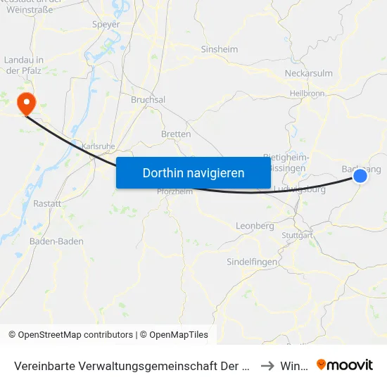 Vereinbarte Verwaltungsgemeinschaft Der Stadt Backnang to Winden map