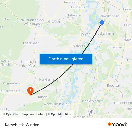 Ketsch to Winden map