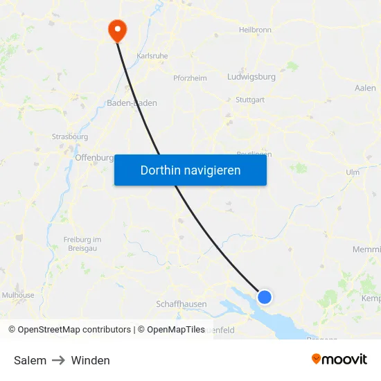 Salem to Winden map