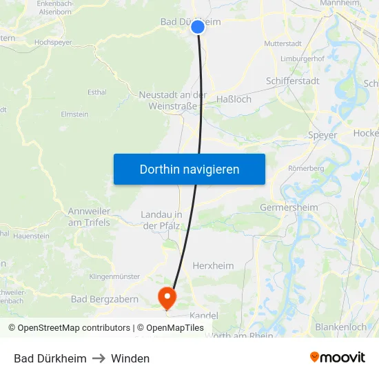 Bad Dürkheim to Winden map