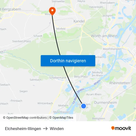 Elchesheim-Illingen to Winden map