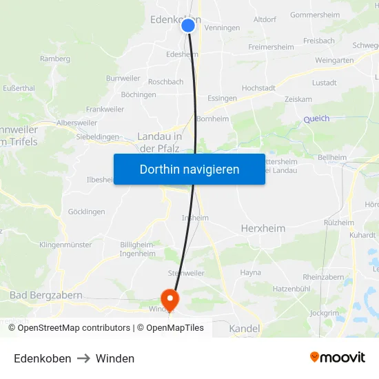 Edenkoben to Winden map