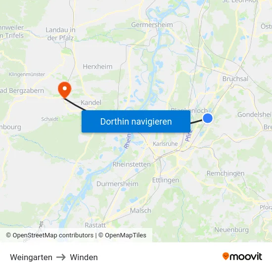 Weingarten to Winden map