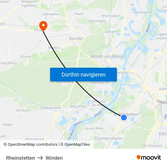 Rheinstetten to Winden map