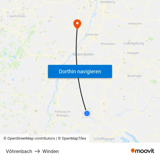 Vöhrenbach to Winden map