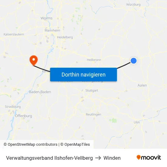 Verwaltungsverband Ilshofen-Vellberg to Winden map