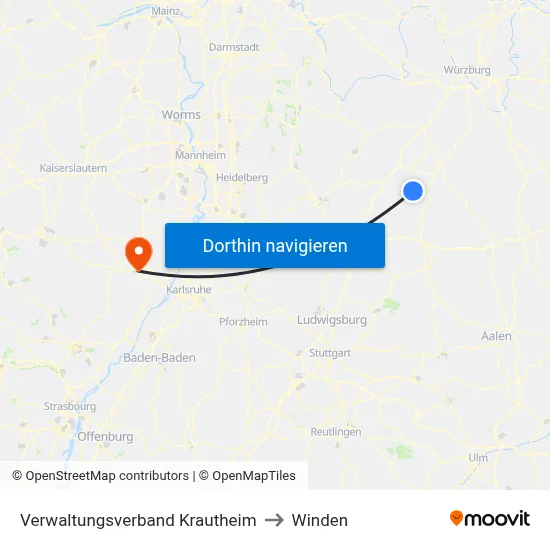 Verwaltungsverband Krautheim to Winden map