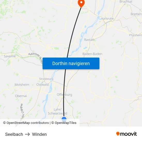 Seelbach to Winden map