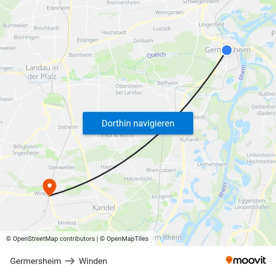 Germersheim to Winden map