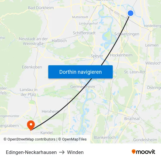 Edingen-Neckarhausen to Winden map