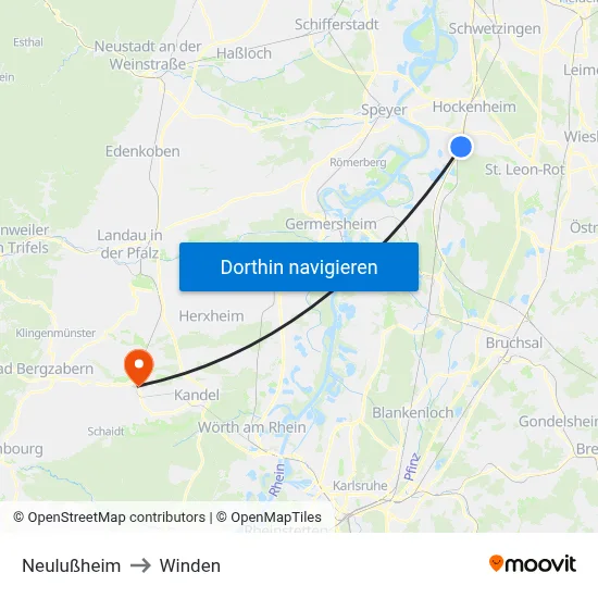 Neulußheim to Winden map