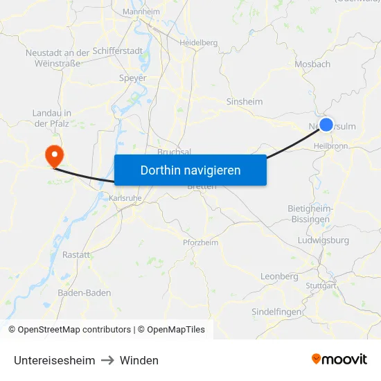 Untereisesheim to Winden map