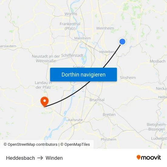 Heddesbach to Winden map