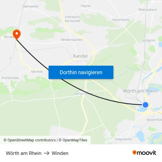 Wörth am Rhein to Winden map