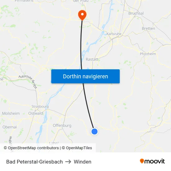Bad Peterstal-Griesbach to Winden map