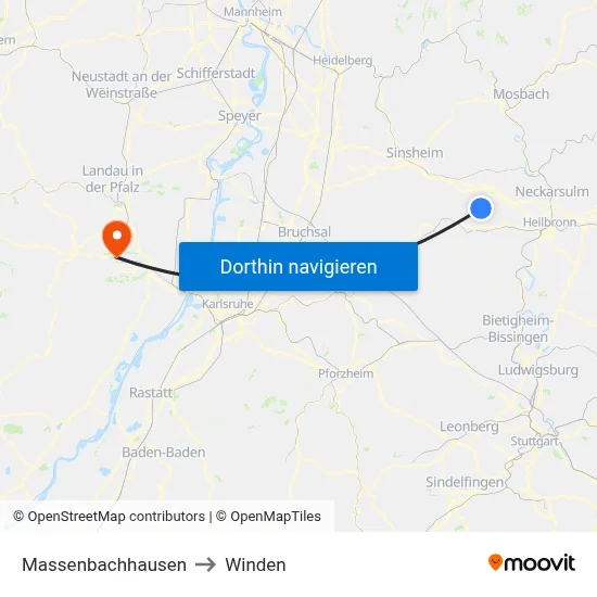 Massenbachhausen to Winden map