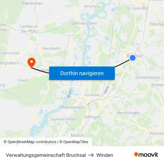 Verwaltungsgemeinschaft Bruchsal to Winden map
