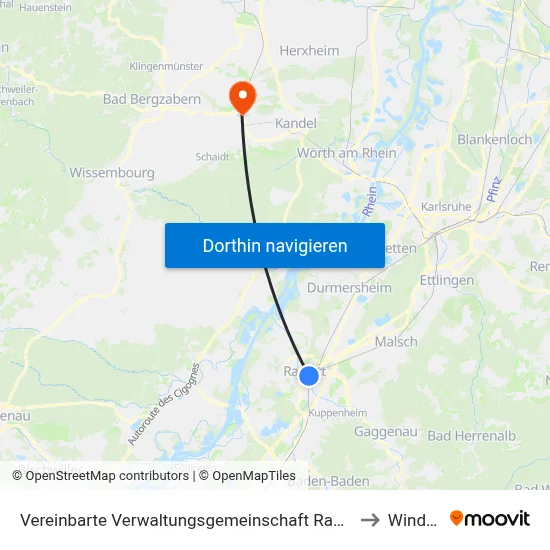 Vereinbarte Verwaltungsgemeinschaft Rastatt to Winden map