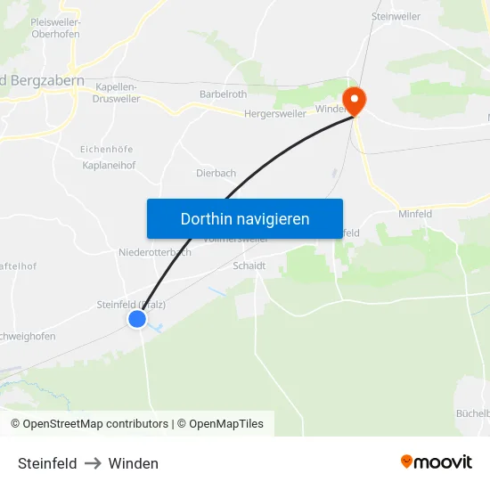 Steinfeld to Winden map