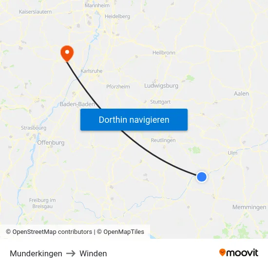 Munderkingen to Winden map
