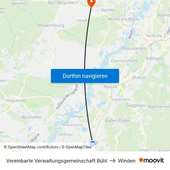 Vereinbarte Verwaltungsgemeinschaft Bühl to Winden map
