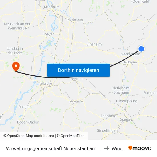 Verwaltungsgemeinschaft Neuenstadt am Kocher to Winden map